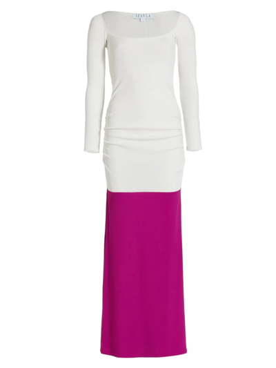 Shop Izayla Women's Colorblock Maxi Dress In White Fuscia