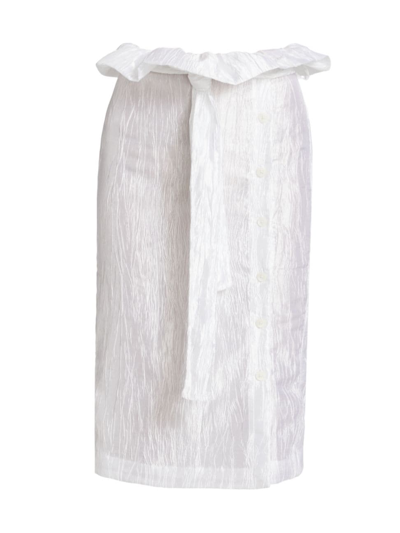 Shop Izayla Women's Crinkled Taffeta Pleated Skirt In White