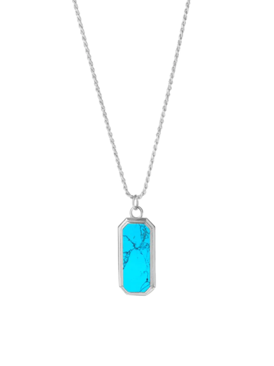 Shop Degs & Sal Men's Sterling Silver & Turquoise Frame Pendant Necklace