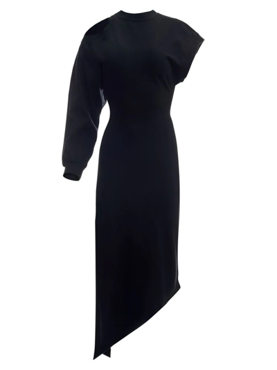 Shop A.w.a.k.e. Women's Shoulder Cut-out Asymmetric Dress In Black