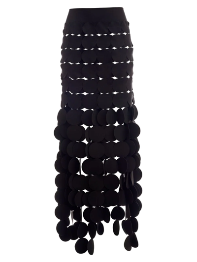 Shop A.w.a.k.e. Women's Laser Cut Circle Double Layered Maxi Skirt In Black