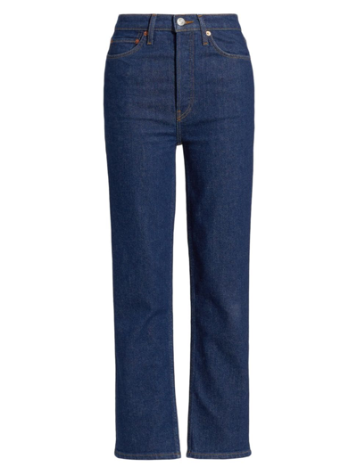 Shop Re/done Women's 70s Ultra High-rise Stovepipe Stretch Crop Jeans In Rigid Like