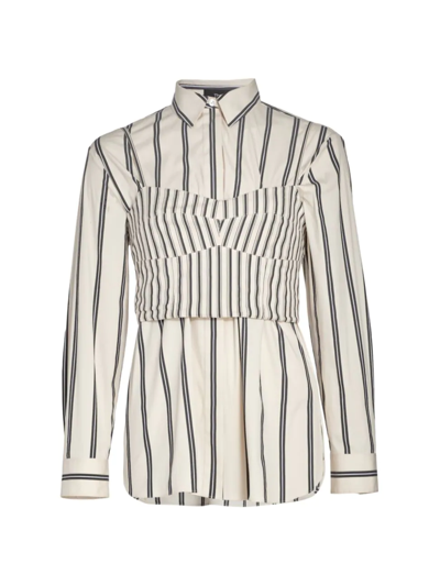 Shop Theory Women's Striped Layered Bustier Shirt In Neutral