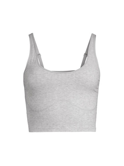 Shop Yummie Women's Jules Cropped Ribbed Bralette In Heather Grey