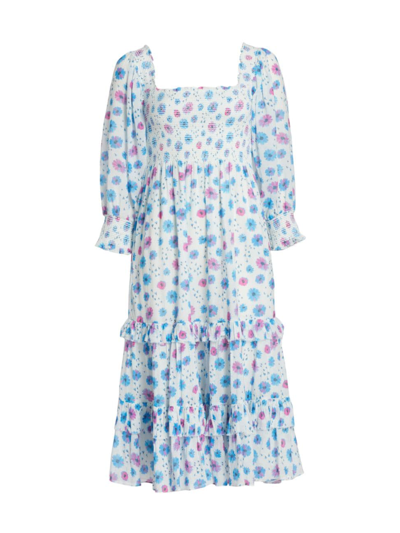 Shop Loveshackfancy Women's Miri Floral Cotton Midi-dress In Deep Cotton Candy