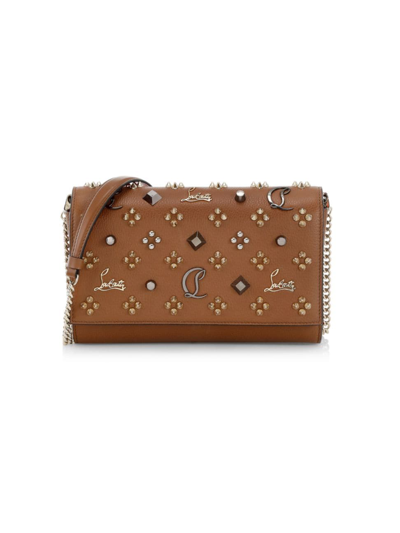 Shop Christian Louboutin Women's Paloma Studded Leather Clutch In Biscotto Multi