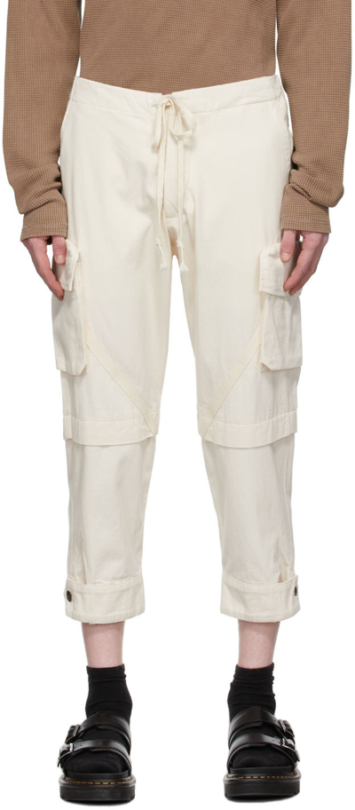 Shop Greg Lauren Off-white Twill Cargo Pants