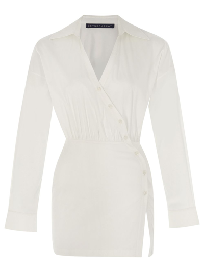 Shop Zeynep Arcay Slit Shirt Mini Dress In White