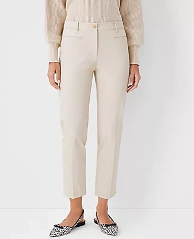 Shop Ann Taylor The Petite Cotton Crop Pant - Curvy Fit In Cashmere Khaki