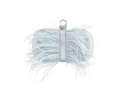 Shop Nina Women's Feather Embellished Minaudiere Clutch In Air Blue
