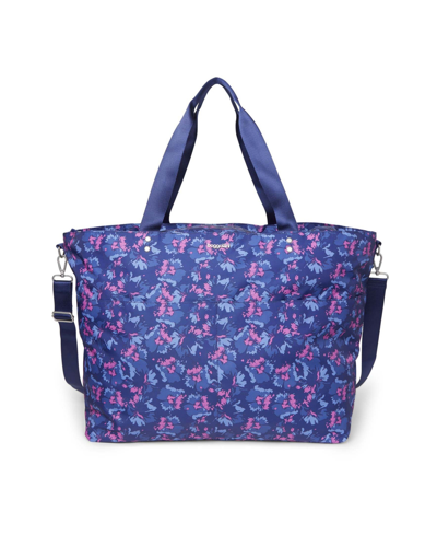 Shop Baggallini Extra-large Carryall Tote In Navy Garden - Polyester