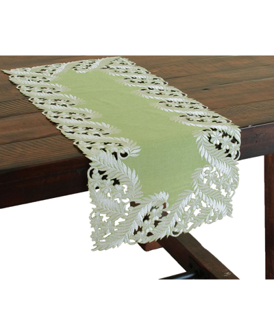 Shop Xia Home Fashions Laurel Embroidered Cutwork Mini Spring Table Runner, 12" X 28" In Green