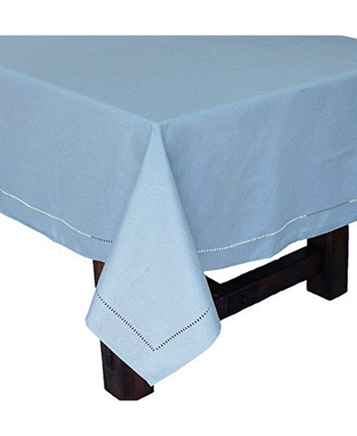 Shop Xia Home Fashions Melrose Cutwork Hemstitch Tablecloth, 70" X 104" In Teal