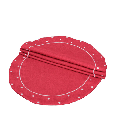 Shop Xia Home Fashions Polka Dot Embroidered Round Placemats In Red