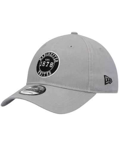 Shop New Era Men's  Gray Manchester United Felt Patch 9twenty Adjustable Hat
