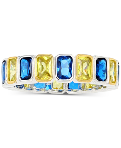 Macy's Lab-grown Blue Spinel (1/5 Ct. T.w.) & Yellow Cubic Zirconia Ring (also In White Cubic Zirconia) In Multi
