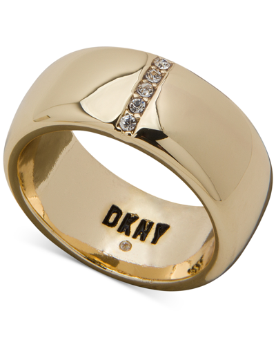Dkny Gold-tone Pave Band Ring | ModeSens