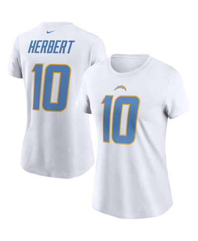 Shop Nike Women's  Justin Herbert White Los Angeles Chargers Player Name Number T-shirt
