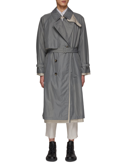 Double-layered Nylon Trench Coat In Grey