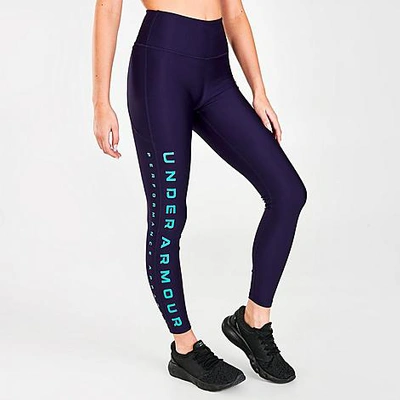 Shop Under Armour Women's Heatgear No-slip Waistband Performance Leggings In Purple Switch