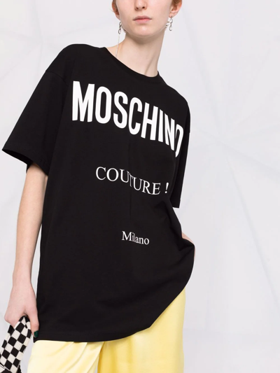 Shop Moschino Couture Logo-print T-shirt In Schwarz