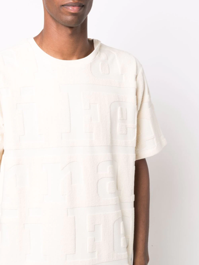 Ferrari Logo-embossed Relaxed-fit Cotton-blend T-shirt In Nude