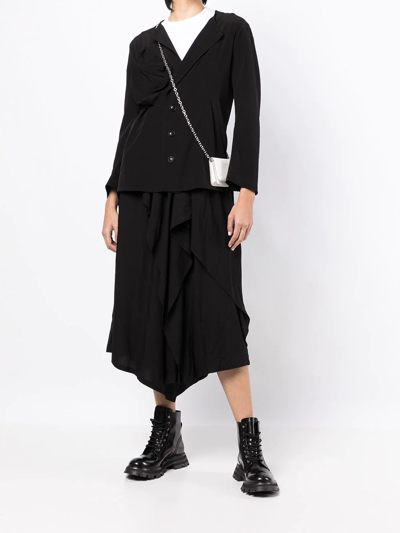 Y's Ruched-detail Jacket In Schwarz