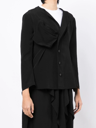 Y's Ruched-detail Jacket In Schwarz