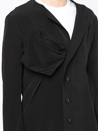 Y's Ruched-detail Jacket In Schwarz