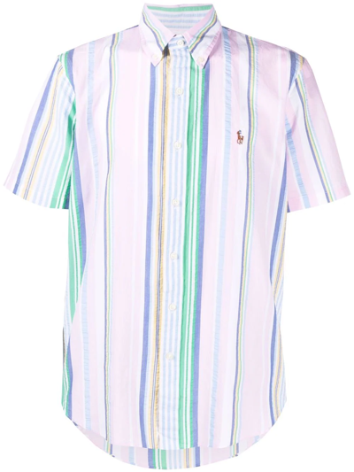Shop Polo Ralph Lauren Cotton Striped Polo Pony Shirt In Rosa
