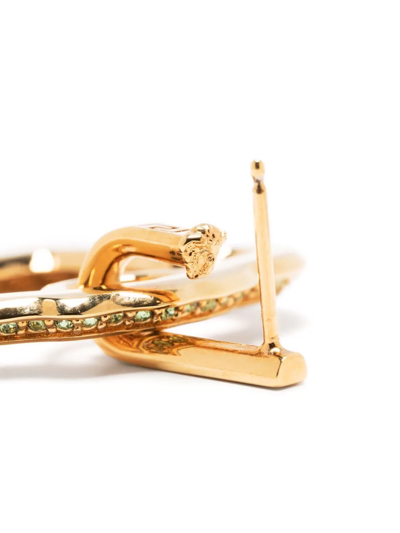 Shop Versace Medusa-shaped Crystal-embellished Earrings In Gold