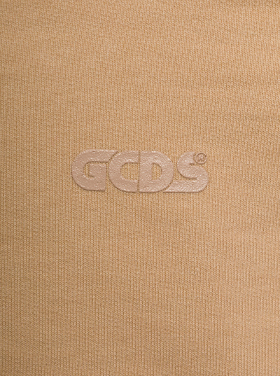 Shop Gcds Woman's Beige Cotton Top With Drop Shoulders And Logo
