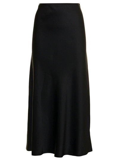 Shop Maison Margiela Black Silk Satin  Woman's Long Skirt