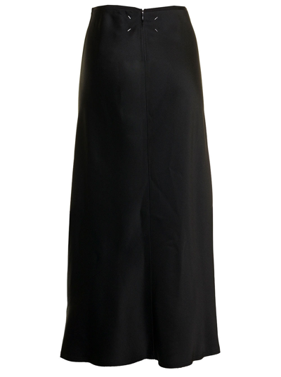 Shop Maison Margiela Black Silk Satin  Woman's Long Skirt