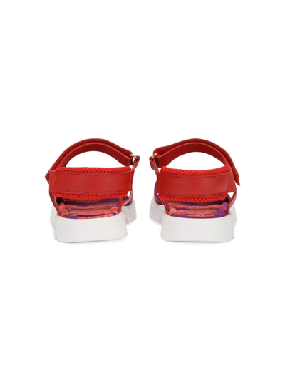 Dolce & Gabbana Floral-print Touch-strap Sandals In Red