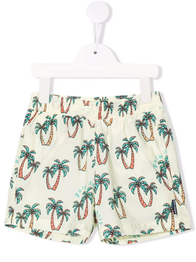 Shop Palm Angels Palm Tree-print Swim Shorts In Yellow