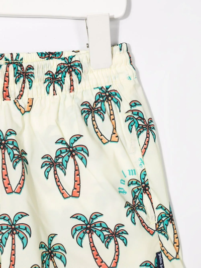 Shop Palm Angels Palm Tree-print Swim Shorts In Yellow