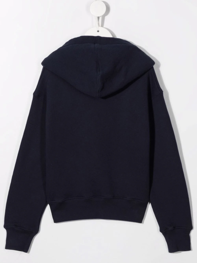 Palm Angels Palm-tree Embroidered Cotton Hoodie In Blue