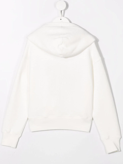 Palm Angels Palm-tree Embroidered Cotton Hoodie In White