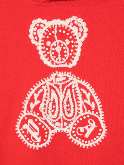Shop Palm Angels Embroidered Paisley-bear Cotton Hoodie In Red