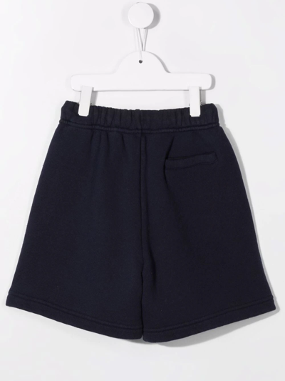 Palm Angels Embroidered Palm-tree Drawstring Shorts In Blue