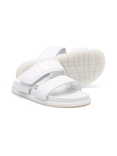 Shop Mm6 Maison Margiela Round-toe Flat Sandals In White