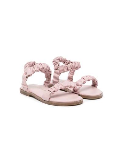 Shop Age Of Innocence Kyle Ruched Leather Sandals In Pink