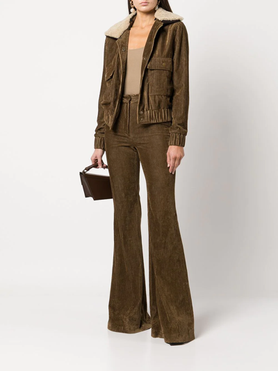Shop Adam Lippes Corduroy Flared Trousers In Brown