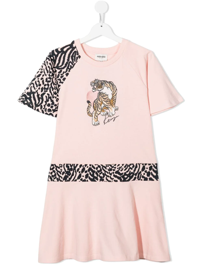 Shop Kenzo Tiger-print T-shirt Dress In Pink