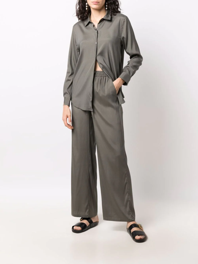 Paula Long-sleeve Silk Shirt In Green