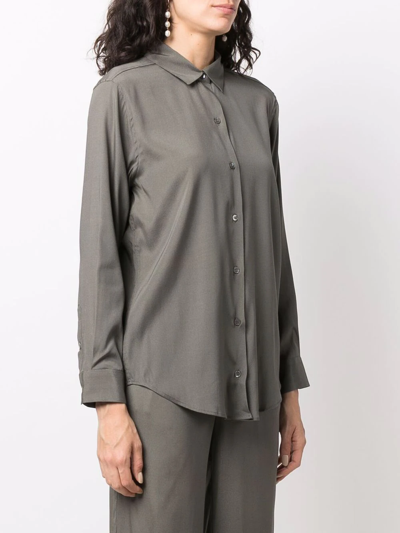 Shop Paula Long-sleeve Silk Shirt In Green