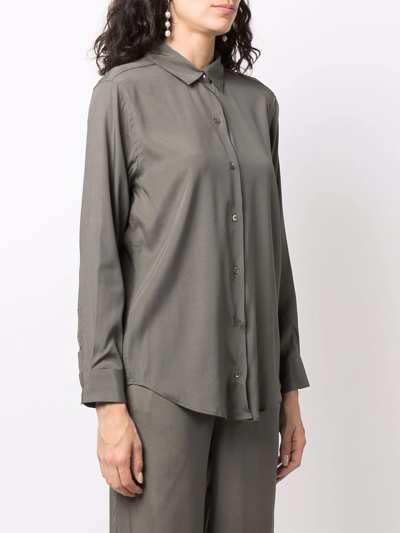 Paula Long-sleeve Silk Shirt In Green