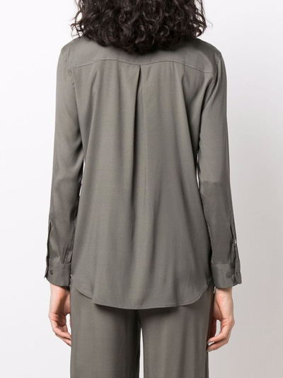 Shop Paula Long-sleeve Silk Shirt In Green