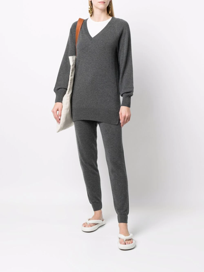 Shop Paula V-neck Knit Jumper In Grey